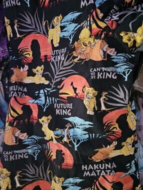 Lion King Print Black Scrub Top Size 2